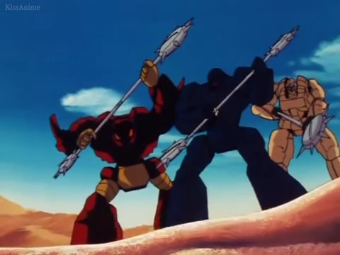 Bloodyrock, Amazonrock and Sandrock in Machine Robo: Revenge of Cronos episode #39, "Full Power Wheelmen!"