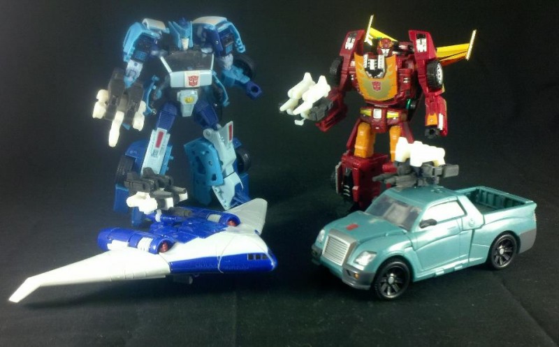 The first four Shooter Masters with Generations Blurr, Classic Rodimus, Generations Scourge and Generations Kup